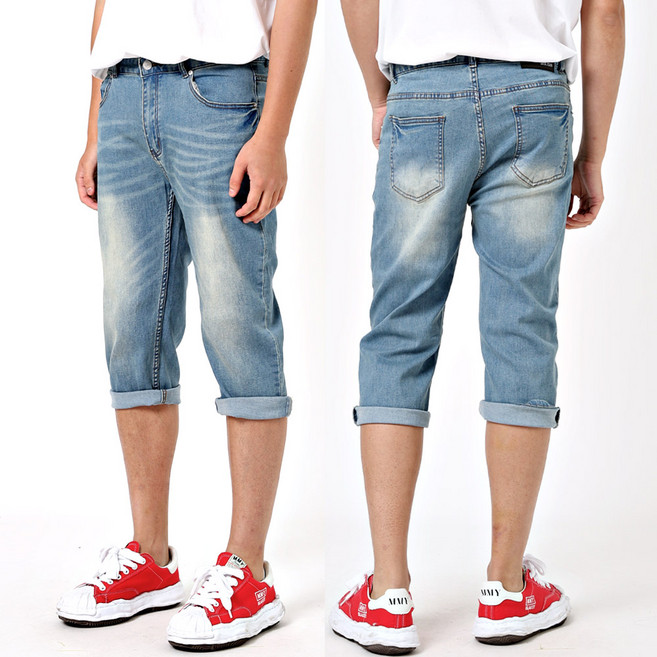 비브레이커스 데님 스판 7부 청 반바지 SS830