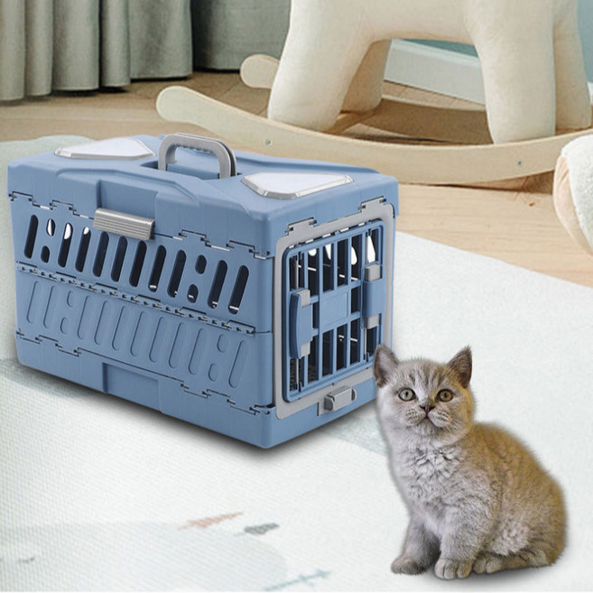 지에치 애견 반려동물 접이식 이동장 고양이 강아지 컨넬, 블루소형