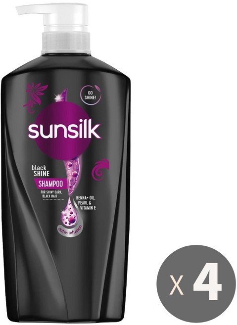 썬실크 샴푸 검은 머리 전용 샴푸, 4개, 625ml