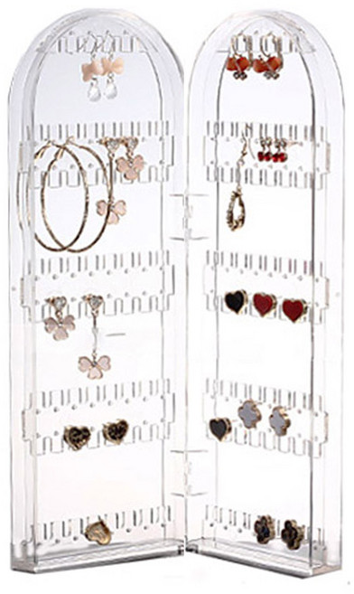 귀걸이 정리대 아크릴 2단 투명 주얼리 수납함 이어링 액세서리 걸이 접이식 보관대
