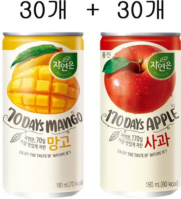자연은 망고 30개 + 자연은 사과 30개, 60개, 180ml