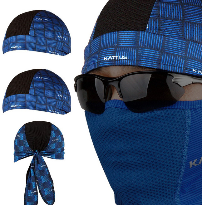 카투스 여름용 쪽모자 X9 LINE 1+1 세트구성 두건 냉감소재 자전거 모자 조각모 스컬캡 사이클, 블루 2개 1세트, 1개