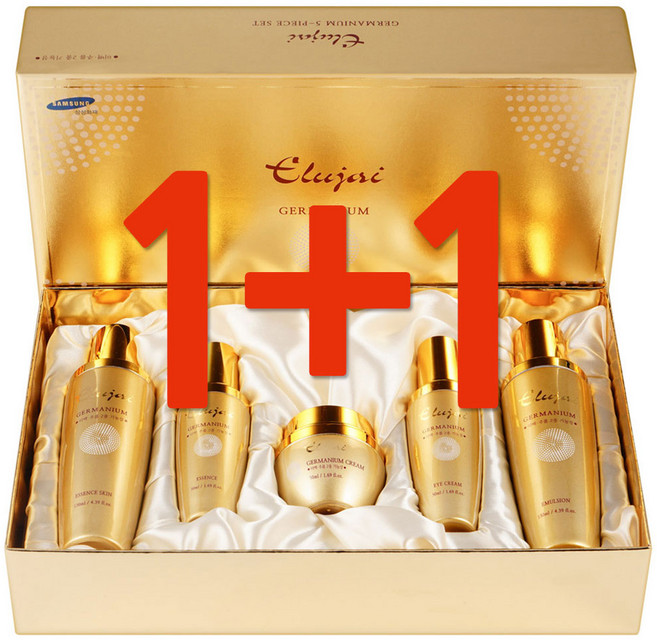 주름미백케어 프리미엄 화장품세트 엘루자이 게르마늄 스킨케어 기초 5종세트+전용쇼핑백 증정, 2세트