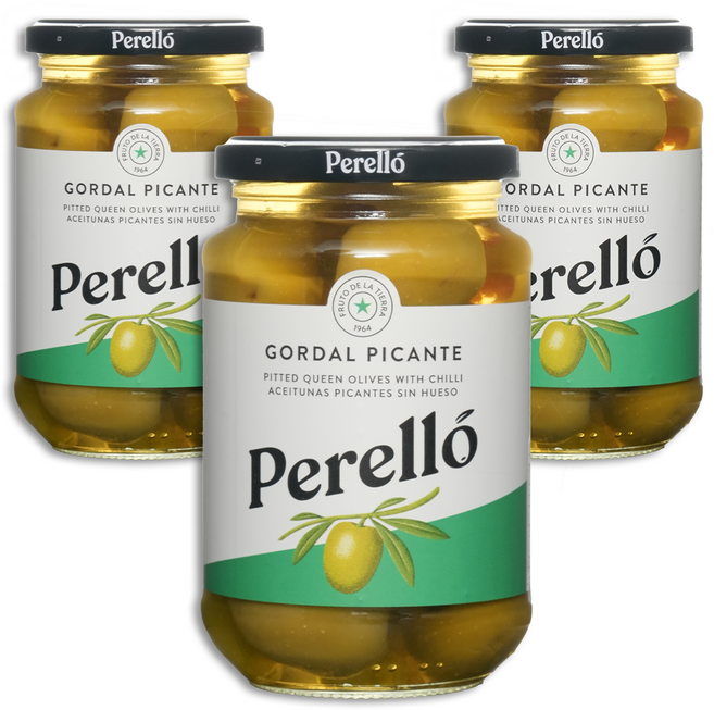 페렐로 고달 피칸테 올리브 병(유리), 350g, 3개