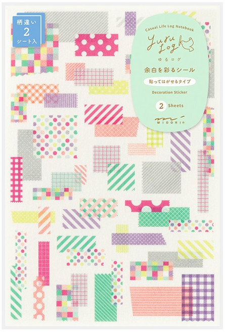 日本 MIDORI Yururogu 裝飾貼紙 2入, 1個, 膠帶圖案