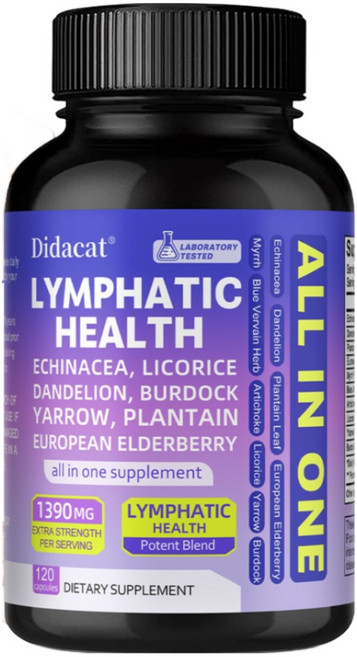 림프계통 보충제 - 에키네시아 뿌리와 민들레 함유 순수 식물성 포뮬라 천연 허브 추출, 2개, 60회분