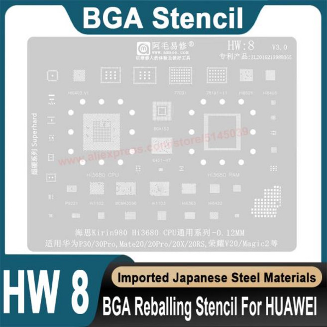 화웨이 P30 메이트 20 프로 20X 20RS 용 BGA 스텐실 매직 2 HI3680 CPU 스텐실 주석 시드 비즈 이식, 한개옵션0, 1개