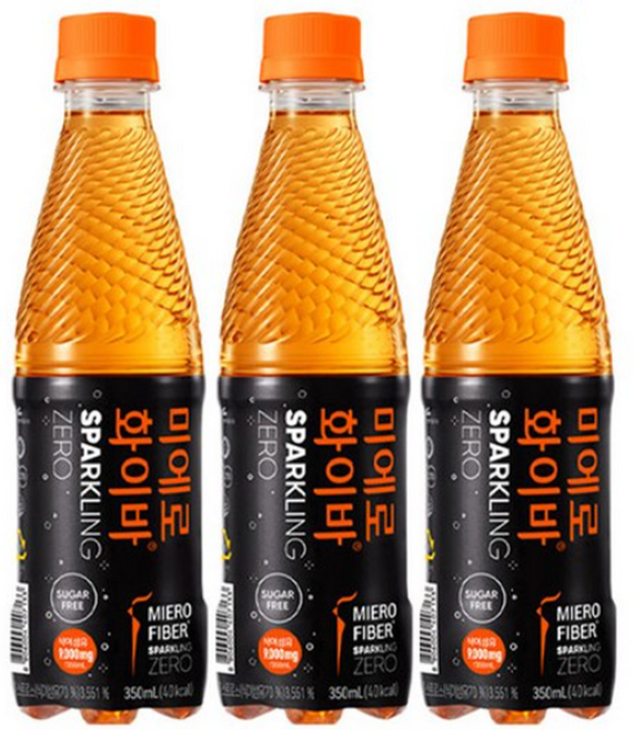 현대약품 미에로화이바 스파클링 제로 탄산음료, 350ml, 6개