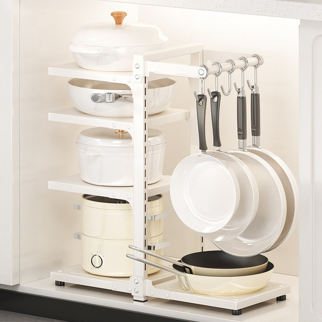 가남 후라이팬 정리대 다용도 프라이팬 선반, 흰색, 1개, 5단
