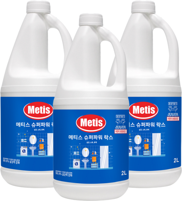 메티스 슈퍼파워 락스 2L 3개 살균소독 악취제거 표백효과