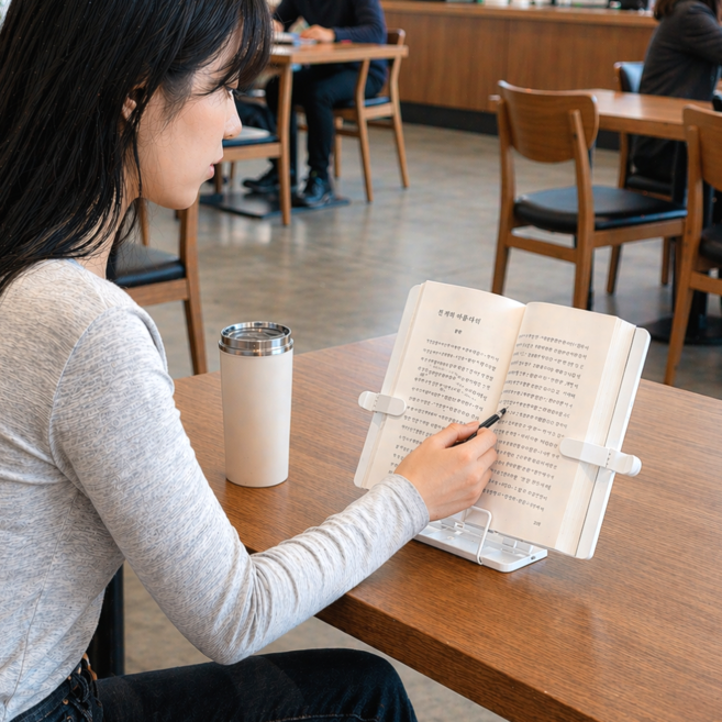 쏙쏙홈즈 각도조절 페이지고정 휴대용 독서대, 화이트