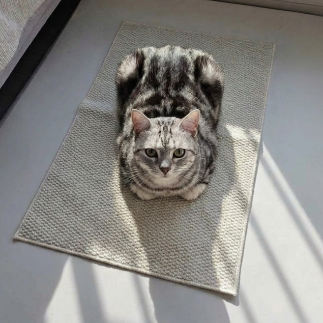 고양이 쿨매트 사이잘 스크래쳐 겸용 여름매트, 아이보리, 1개