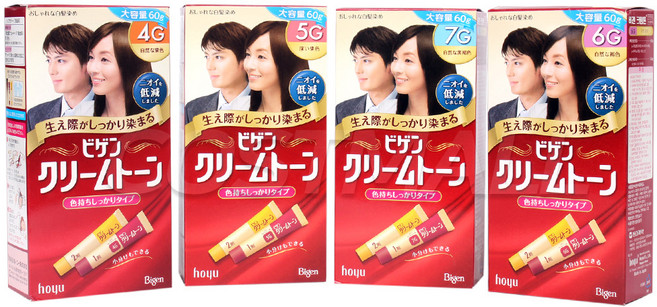 일본산 비겐크림톤 염모제 60g 머리 염색약/간편염색, 진한 밤색(5G)