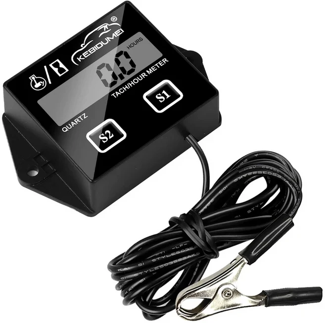 Kebidumei 타치 아워 계량기 디지털 엔진 타코미터 게이지 클립 포함 방수 RPM LCD 디스플레이 오토바이 스, 01 Tach Hour Meter, 01 Tach Hour Meter_01 CHINA