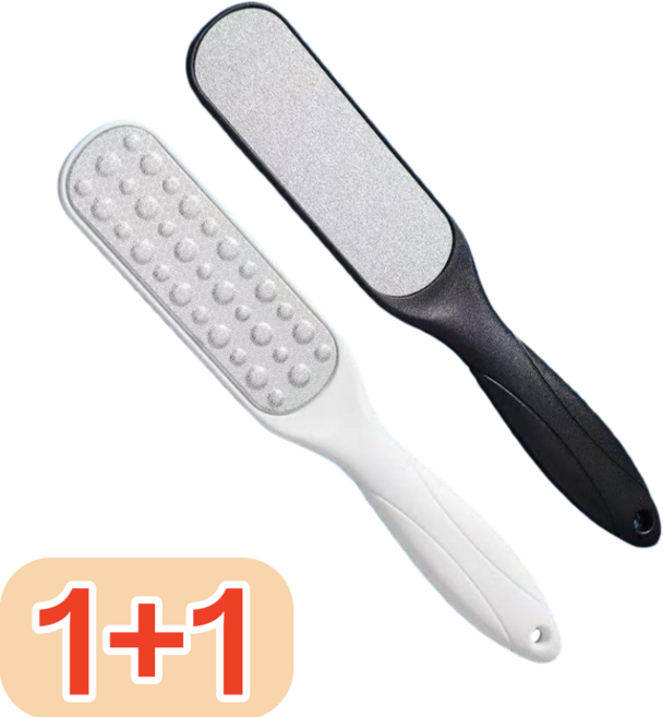MUYU 양면 스테인레스 발각질제거기 발 뒷꿈치 각질제거기 풋파일 1+1 세트, 블랙+화이트, M-18