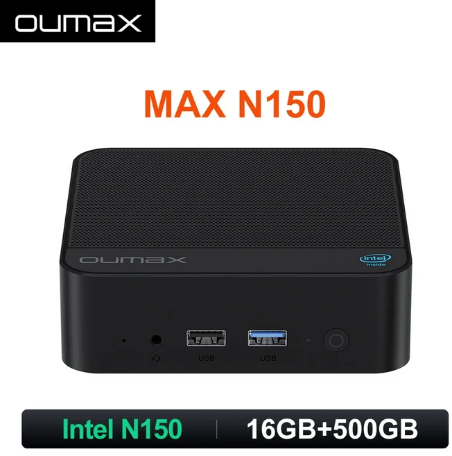 OUMAX 인텔 트윈 레이크 N150 미니 PC 지지대 듀얼 LAN 데스크탑 컴퓨터 VS S12 프로 T8 GMKtec G2 도매, 01 N150-16GB 500GB, 01 EU, 01 빠른