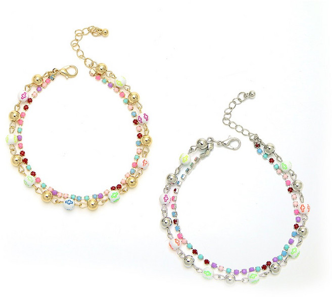 미다미 컬러큐빅믹스볼2줄 팔찌/발찌 [1+1] [BA004]