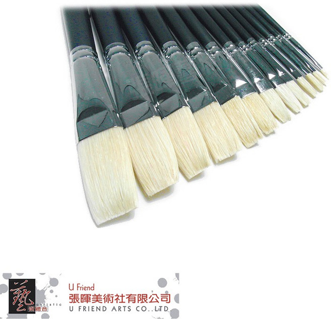 Youngly 永利 Y101 平頭白豬鬃油畫筆, 1個, 14