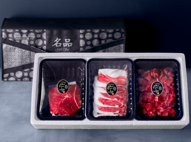 우와함께 1++한우선물세트(1kg/3구) 산적400g+차돌박이200g+양지국거리400g, 1개