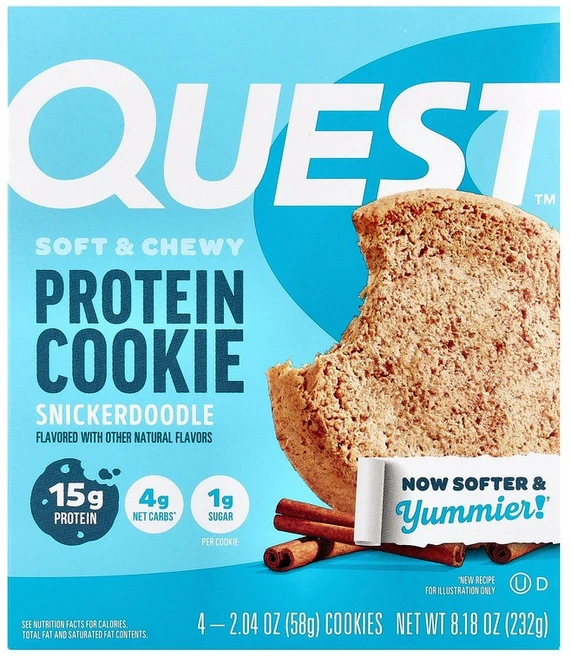 Quest Nutrition 프로틴 쿠키 스니커두들 쿠키 4개 개당 58g(2.04온스) - 쿠팡