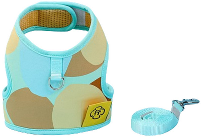 루디모어 반려동물 조끼형 하네스 + 리드줄 세트, 블루, 1개