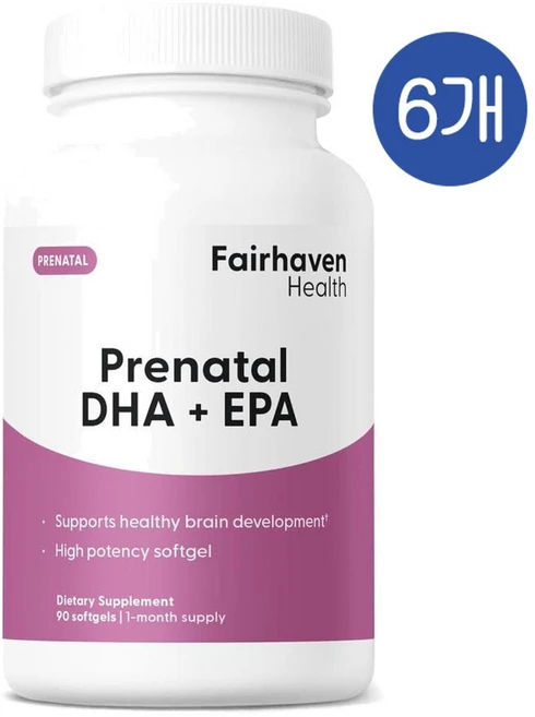 페어해븐헬스 프레나탈 임산부 오메가3 EPA DHA 소프트젤 Fairhaven Health Pregnatal DHA EPA, 6개, 90정 - 쿠팡