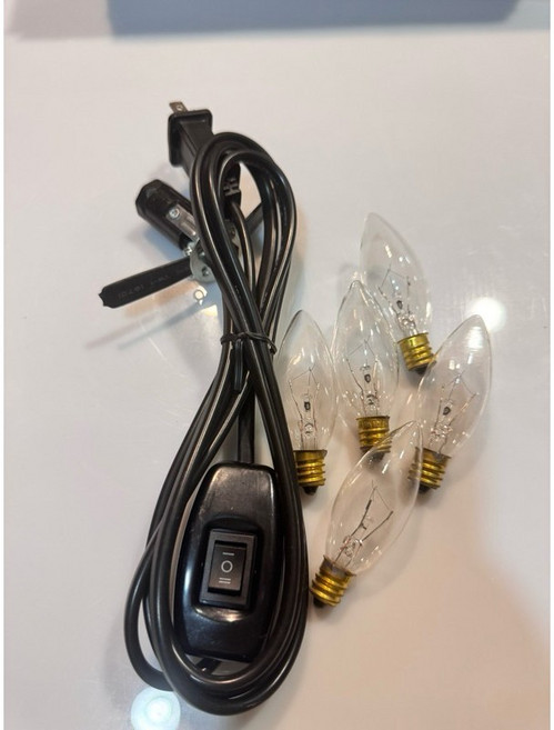 鹽燈線 台灣製造 E12燈頭 180cm加粗電線, 三段式保險絲電線配10 W5顆, 1個