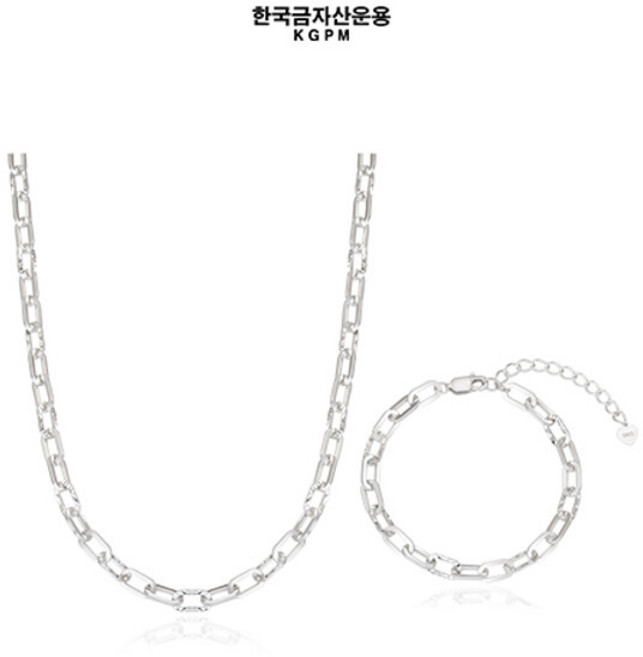 [한국금자산운용] 실버 콤비클립 목걸이 + 콤비클립 팔찌 세트 + (방송) 999 실버 행운 말 지폐