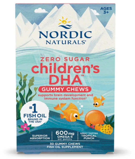 노르딕내추럴스 어린이 DHA 오메가3 600mg 제로슈가 구미 과일맛 Nordic Naturals Children’s DHA, 1개, 30정