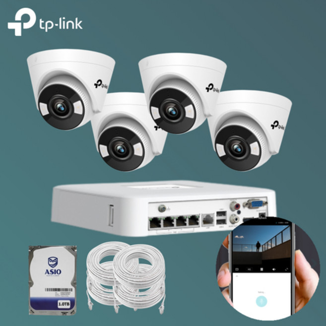 티피링크 VIGI CCTV 4채널 자가설치 세트 C440i 4대 + NVR1104H + 1TB HDD 포함, 1세트, NVR1104H+C440i 4EA+1TB