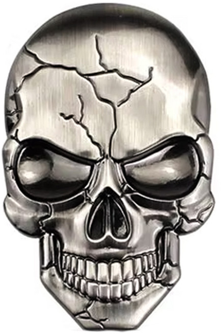 발통마켓 해골 스티커 3D 엠블럼 자동차 오토바이 호환용, 1개, 그레이