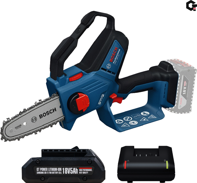 보쉬 150mm 충전 미니 체인톱 전기톱 원예 벌목 GKE18V15 21700 5Ah 배터리세트, 1개