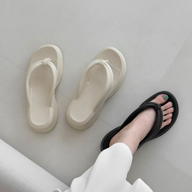 폭신 경량 베이직 통굽 쪼리 플립플랍 슬리퍼(6cm)-6305