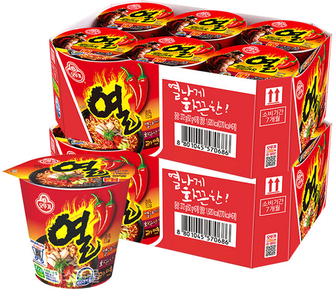 오뚜기 열라면 소컵 62g, 12개