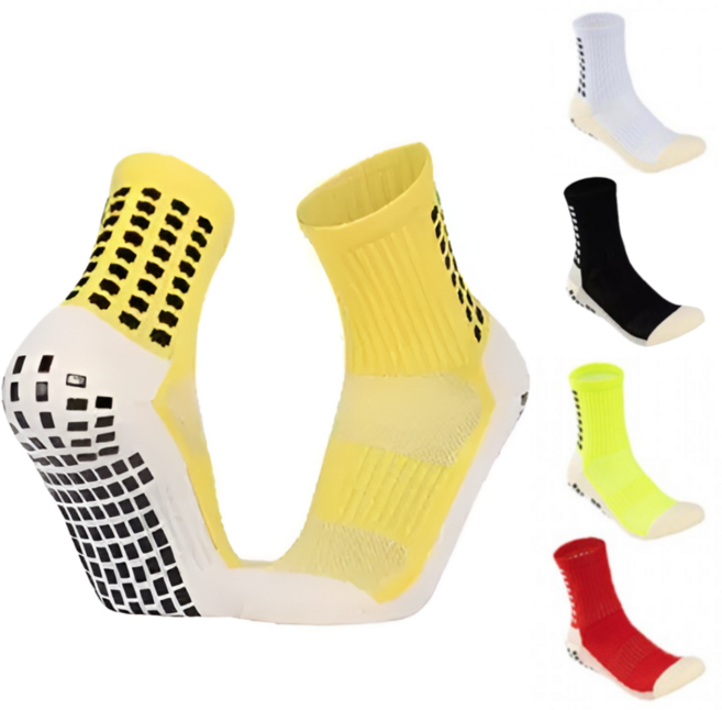 리브론 논슬립 하프 삭스 스포츠 양말 축구 풋살 러닝 미끄럼방지 쿠션 중목, 옐로우, 1개