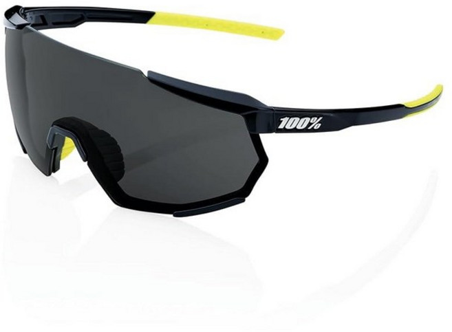 100% Racetrap 3.0 스포츠 퍼포먼스 선글라스 - 및 사이클링 안경 (글로스 블랙 스모크 렌즈) 유광 렌즈, 유광 블랙 - 스모크 렌즈