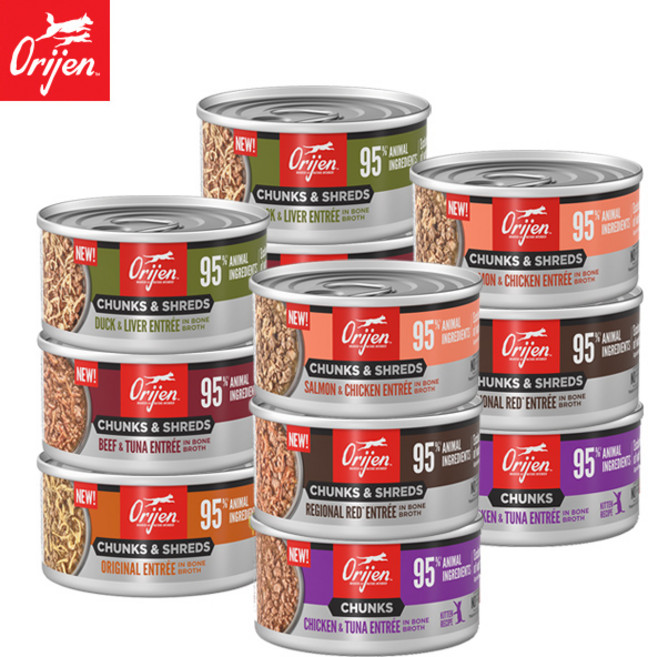 오리젠 고양이 주식캔 85g 맛혼합 12개 그레인프리 습식사료, 닭+소+연어