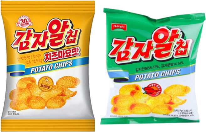 영양제과 감자알칩 세트 치즈마요맛 10개 + 매콤한 볶음고추장맛 10개 (총20개) 카사바칩 불량식품 스윙칩, 27g