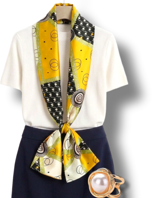 로지제이 여성 명품스타일 쁘띠 실크 롱 방도 스카프 스카프링 세트