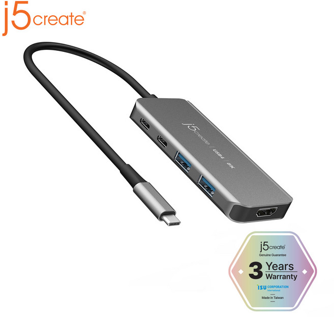 [j5create] JCH453 USB4 8K 60Hz USB C타입 슬림 멀티허브 6in1, 1개, 상세 설명 참조