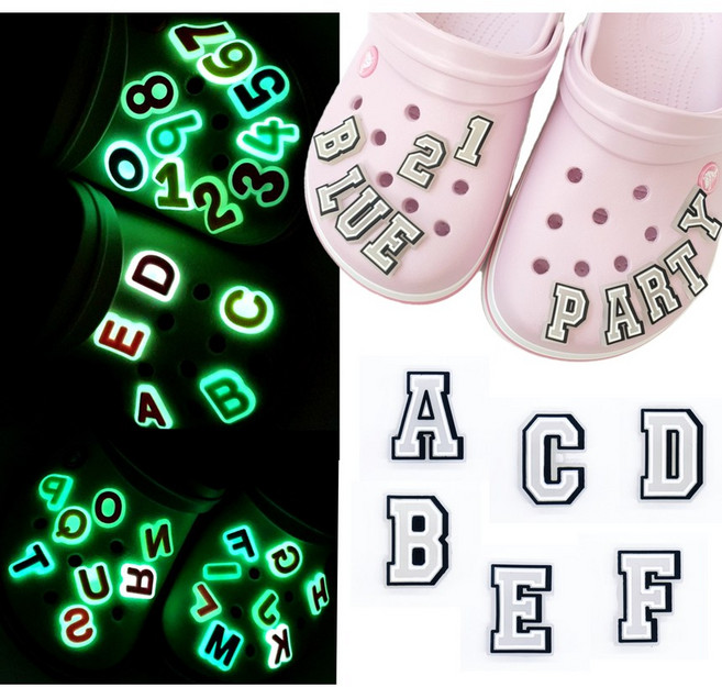 젤리포크 알파벳 숫자 야광 이니셜 말문구 이름 단어 글자 파츠 참 신발 악세사리 실내화 꾸미기