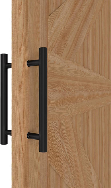 LVYIHAN 매트 블랙 원형 헛간 문 손잡이 12161824364859 밀기 긴 프렌치 양면 대형 전면 외부 샤워, 48inch / 120cm, Black