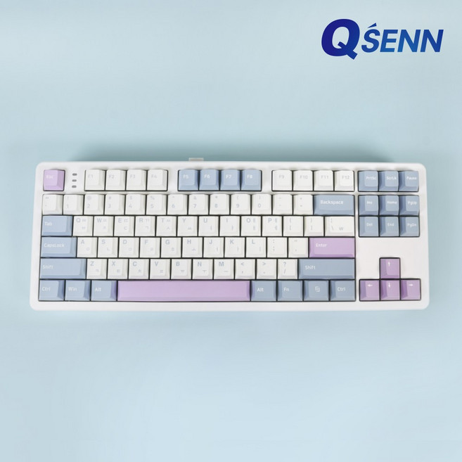 QSENN Q87 PBT 풀윤활 가스켓 유무선 기계식 키보드 크림치즈 크림치즈축V1, 퍼플축, 블루퍼플