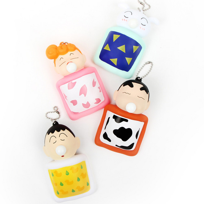 짱구는 못말려 크레용 신짱 풍선부는 낮잠 말랑이 스트레스볼, 4개, 혼합색상