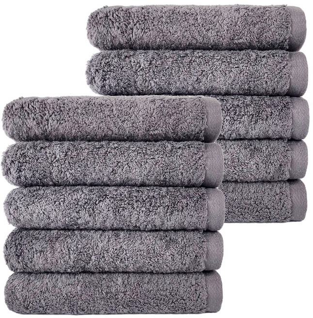 [주주] 60수 코마사 항균 호텔수건 170g, 딥그레이, 10개