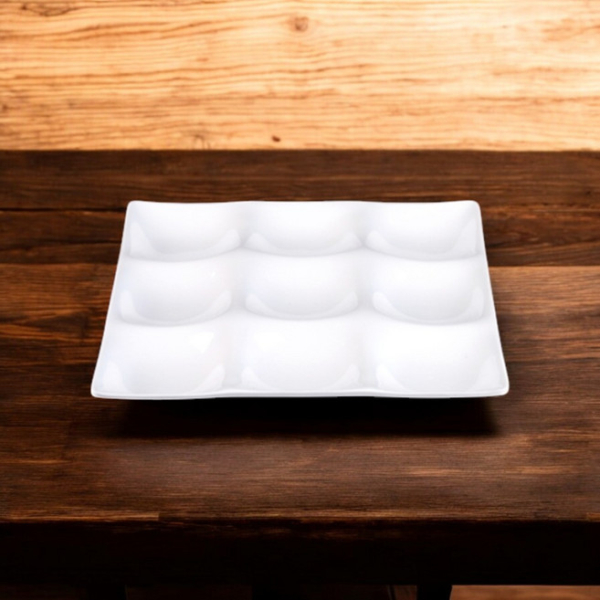 백스톤 정사각9절 멜라민 플레이팅 한식 양식 일식 중식 반찬 다용도 업소용 그릇, 없음, 1개