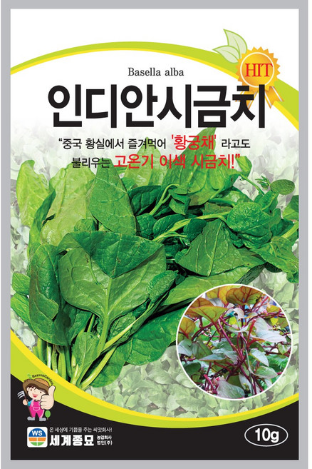 주주씨앗 채소 씨앗 모음 / 상추 쌈채소 유럽상추 치커리 다채 시금치 등, 83. 인디안시금치(말라바) 10g, 1개