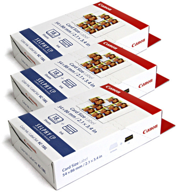 캐논 KC-18IL 셀피 포토인화지 카드사이즈 분할 라벨(18매+잉크), 3개
