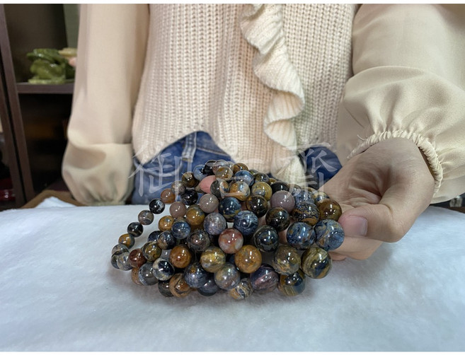 御古齋 彼得石手珠手鍊，藍紅彼得石，珠徑10mm，開智慧，去除負能量