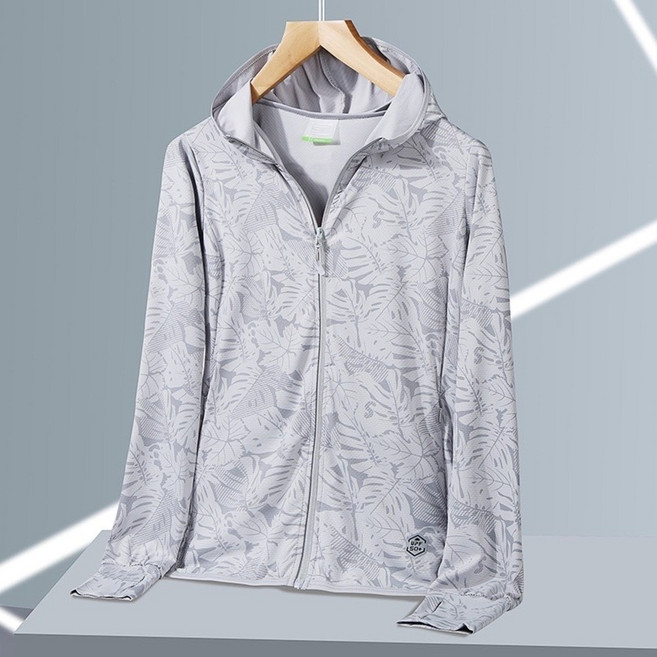 PN 男女款輕薄冰絲涼感防曬外套 UPF50+ 抗UV連帽戶外休閒夾克 多色可選, 2383-迷彩灰色,4XL